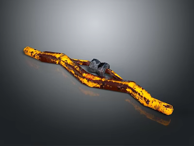 Rusty Yellow And Brown Industrial Mechanical Tool With Long Bar And Black Component 3d model