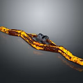 Rusty Yellow And Brown Industrial Mechanical Tool With Long Bar And Black Component