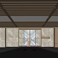 Elegant Modern Parking Garage Entrance With Marble Walls And LED Lighting Directional Signage