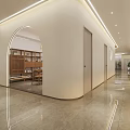 Modern Beauty Hair Salon Lobby With Bright Lighting Marble Floor Green Plant And Reception Desk