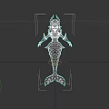 Fantasy Mermaid Game Movie Character With Pink Tail Blonde Hair And Decorative Horns