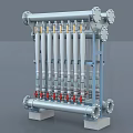 Industrial Filtration Equipment With Multiple Filter Elements Metal Frame And Piping Connections