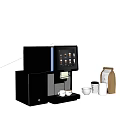 Automatic Coffee Machine With Coffee Bean Bag And Cups For Kitchen 3d model