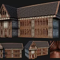 Ancient Architecture Multiple Views Featuring Wooden Frames Carved Windows And Traditional Roof