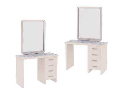 Two Sizes Modern Dressing Tables With Rectangular Mirrors And Drawer Storage 3d model