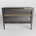 Modern Dark Wood Bedside Table With Marble Top Golden Stripe And Slim Legs