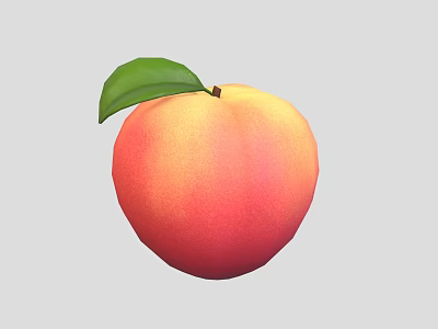 Fresh Ripe Peach Fruit With Green Leaf And Vibrant Orange Red Color 3d model