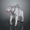 White Creature With Red Accents And Back Mechanical Gear For Character Companion