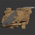 Natural Rock Formation With Metal Railroad Tracks And Small Bridge