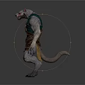 Wolf Headed Man With Gray Skin Green Tunic Brown Leather Armor And Sharp Claws