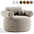 Light Gray Fabric Single Sofa With Rounded Armrests And Small Cushion