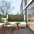 Modern Hotel Room Interior Featuring Wooden Accents Large Bed And Floor To Ceiling Windows With Terrace View
