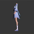 Traditional Style Blue Purple And White Clothing With Flowing Sleeves For Daily Wear