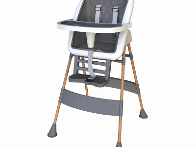 Modern Baby High Chair With Safety Belt Tray And Wooden Legs Design 3d model