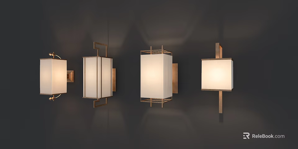 Modern Wall Sconces with Metal Frame and White Fabric Shade for Interior Lighting Decoration 3d model 