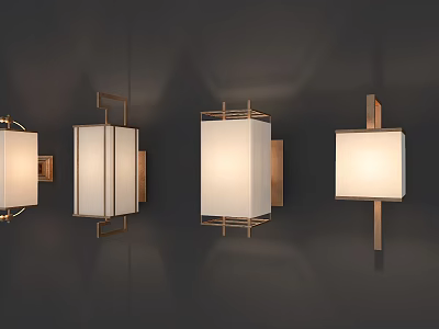 Modern Wall Sconces with Metal Frame and White Fabric Shade for Interior Lighting Decoration 3d model