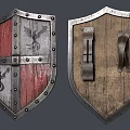 Medieval Shields Featuring Red White Design Eagle Emblem Wooden Leather Straps And Metal Rivets