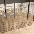 Modern Glass Partition Panels With Grid And Textured Design For Interior