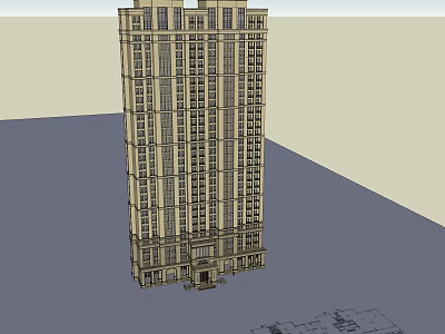 Tall Classical Style Building 3D Model With Multiple Floors And Window Details 3d model