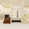 Modern Clothing Store Interior With Minimalist Design White Beige Walls Display Racks And Black Mannequin
