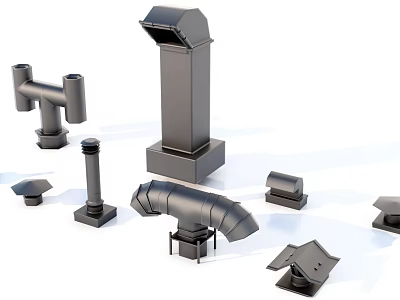 High Quality Industrial Equipment Components Including Pipes Elbows Brackets And Ventilation Parts 3d model