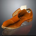 Classic Orange Leather Lace Up Dress Shoes With Brown Sole And Shiny Finish