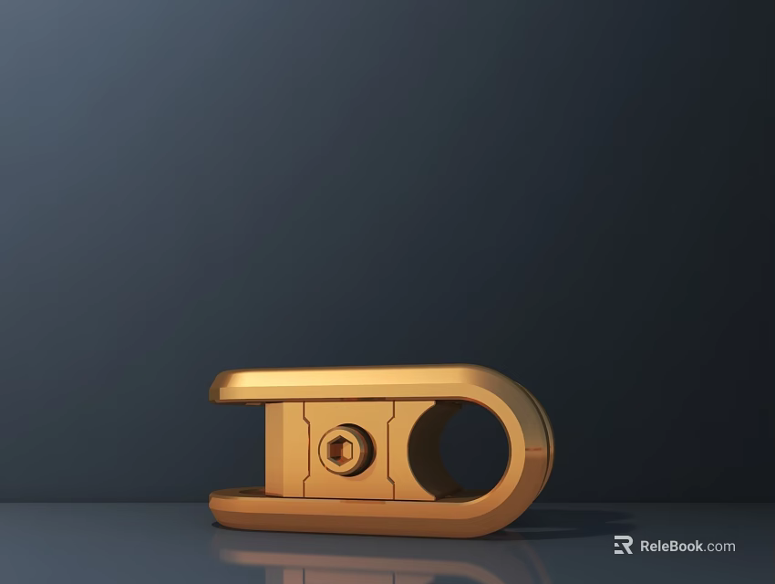 Golden Metal Sculpture With Modern Geometric Design Ring Square Structure And Smooth Surface 3d model