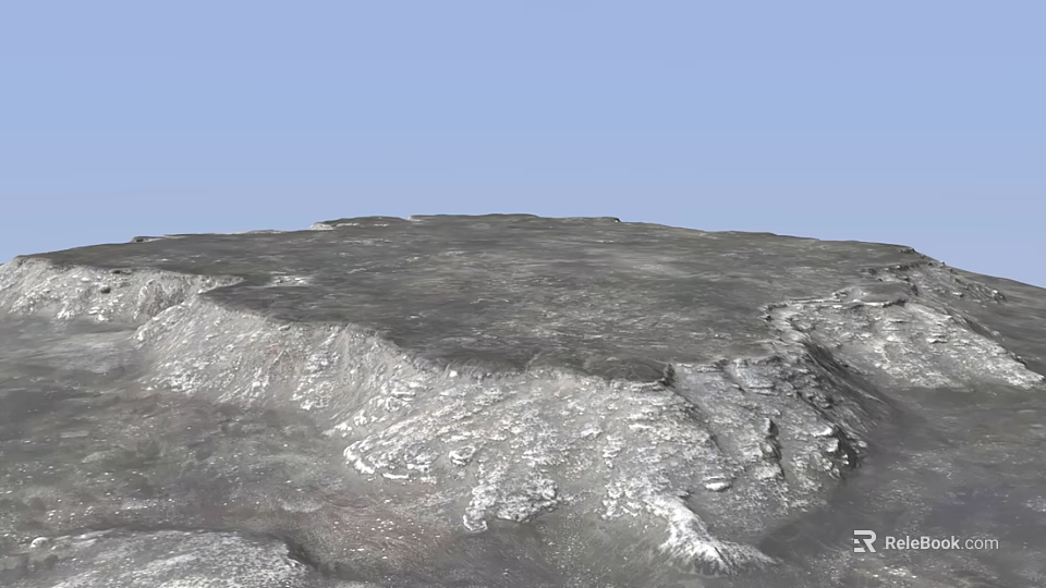 Vast Rocky Landscape With Undulating Gray Surface Rugged Textures And Light Blue Sky 3d model 