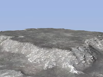 Vast Rocky Landscape With Undulating Gray Surface Rugged Textures And Light Blue Sky 3d model