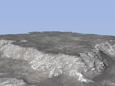 Vast Rocky Landscape With Undulating Gray Surface Rugged Textures And Light Blue Sky 3d model