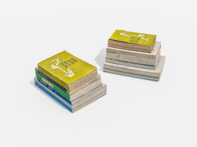 Stacked Books With Various Colored Covers Including Yellow Top Ones 3d model