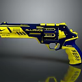 Modern Blue and Yellow Alliance Pistol with Nike Logo 45 ACP Design Elements 3d model
