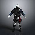 Game and Movie Tactical Character With White Helmet Black Armor And Gear