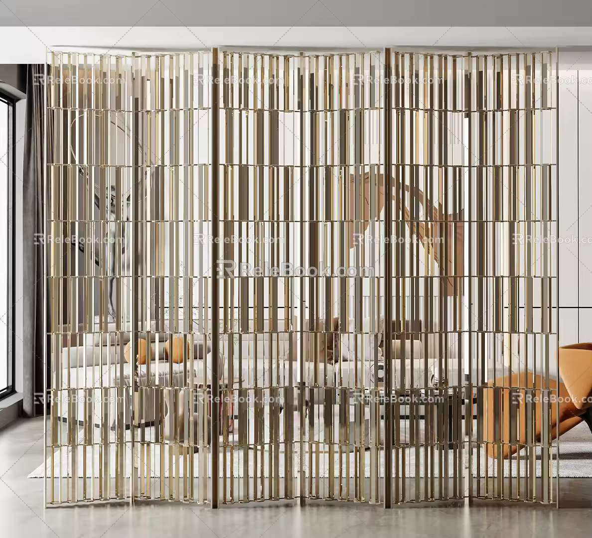 Light Luxury Screen Metal Screen Partition 3d model