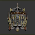 Steampunk Mechanical Device With Gears Spikes Green Gem And Metal Components