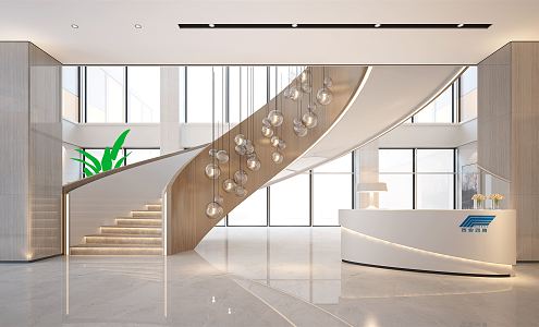 modern hall spiral staircase 3d model