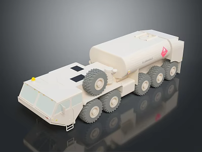 White Military Fuel Tanker Vehicle With Multiple Wheels And Tank Structure 3d model