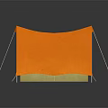 Bright Orange and Yellow Camping Tent with Support Poles on Black Background