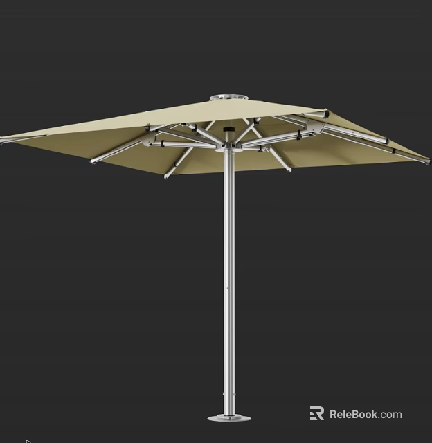 Outdoor Beige Sunshade Canopy With Metal Frame And Support Pole For Patio Use 3d model 