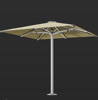 Outdoor Beige Sunshade Canopy With Metal Frame And Support Pole For Patio Use 3d model