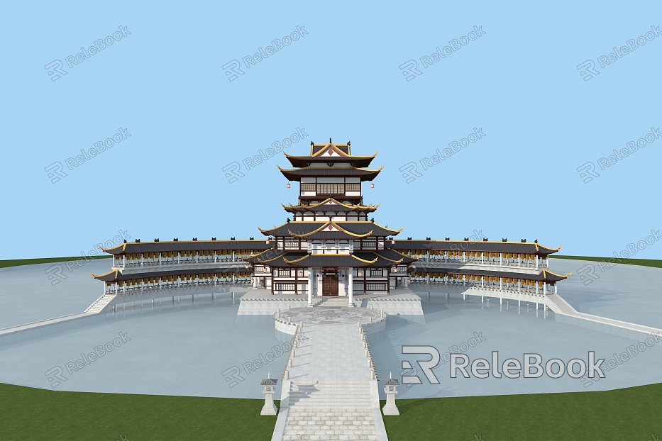 Chinese ancient building ancient building library model