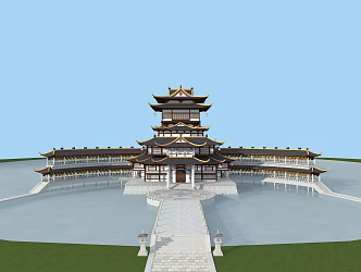 Chinese ancient building ancient building library 3d model