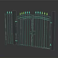 Modern Metal Entrance Gate With Double Door Spiked Top Design And Side Posts