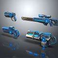 Futuristic Blue Sci Fi Weapons With Luminous Details And Mechanical Structures 3d model