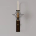 Wall Lamp with Brass Frame Transparent Glass Shade Striped Design Illuminated Mounted on Light Wall