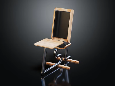 Simple Modern Dining Chair With Wooden Seat And Metal Frame For Home Interior 3d model