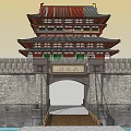 Ancient Architecture With Multi Tiered Tower City Wall Inscription Board And Surrounding Moat