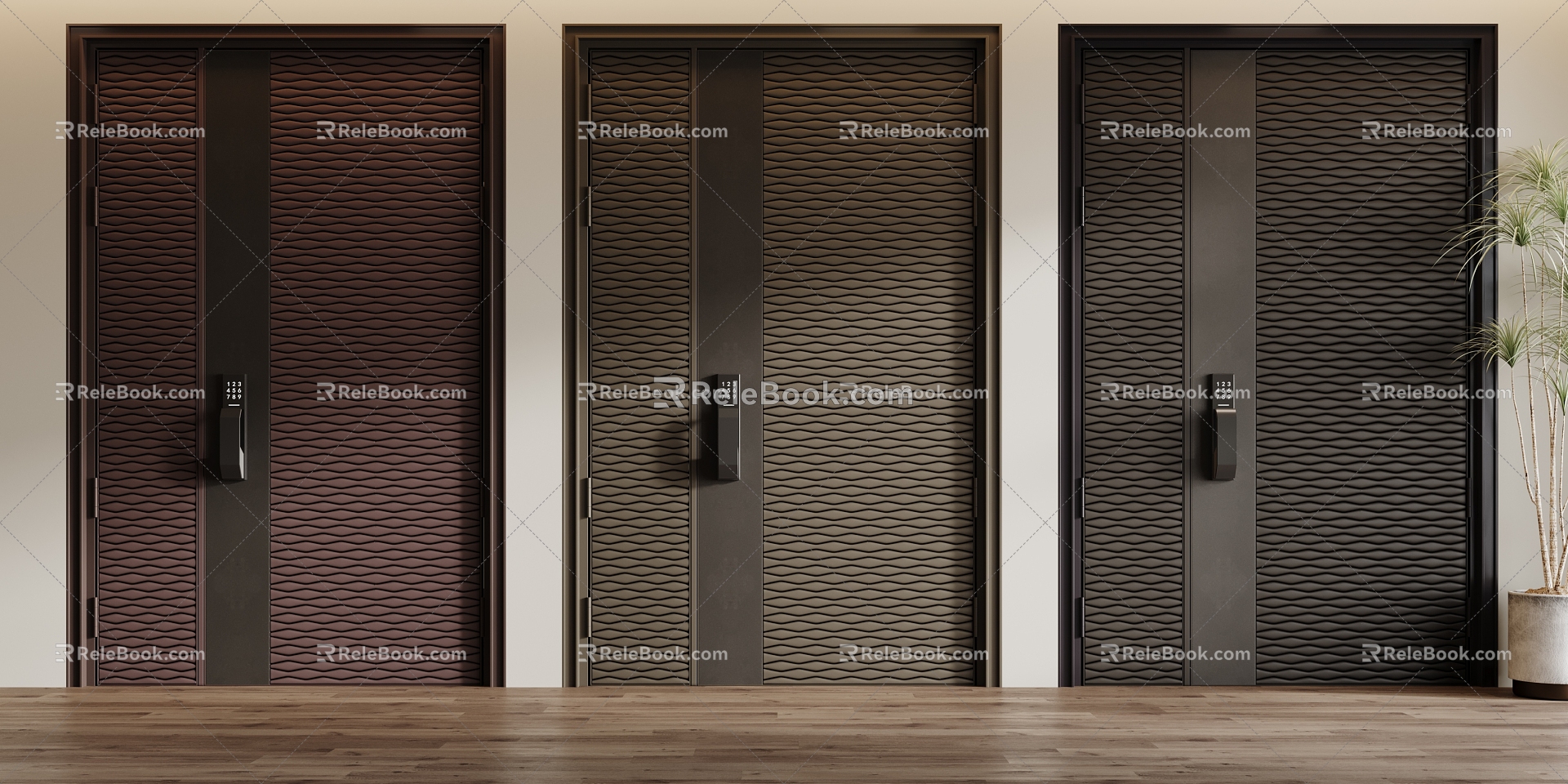 Modern security door single door 3d model