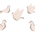 Landscape Sculptures Origami Dove Shaped With Geometric Design Light Color