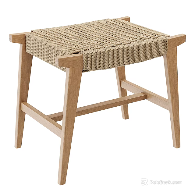 Natural Style Simple Design Leisure Chair With Wooden Legs And Woven Seat 3d model 